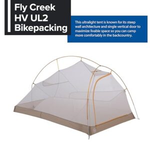 Big Agnes Fly Creek HV UL Bikepack - Bikepack Solution Dye-Packing Tent, 2 Person (Yellow/Greige)