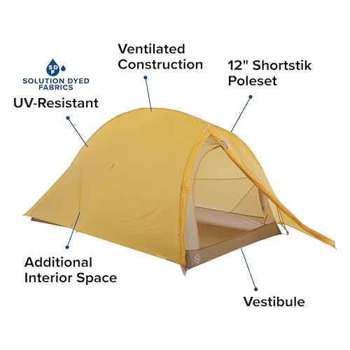 Big Agnes Fly Creek HV UL Bikepack - Bikepack Solution Dye-Packing Tent, 2 Person (Yellow/Greige)