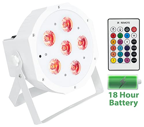 2) Rockville Battery PAR 61 White Rechargeable RGBWA+ DMX DJ Up-Lights+Remotes