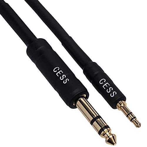 CNCESS CESS-189-6i Stereo Audio Cable, 3.5mm to 6.35mm TRS, Gold and Chrome Plated Connectors, Shielded Oxygen-Free Copper Cable, 22 AWG, 18 Inch