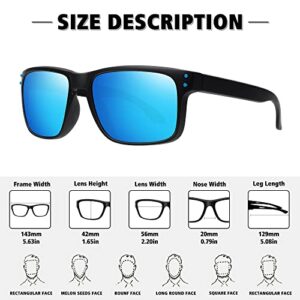 MEETSUN Polarized Sunglasses for Men Women Sports Driving Fishing Glasses UV400 Protection Black+Blue Mirror 2Pack