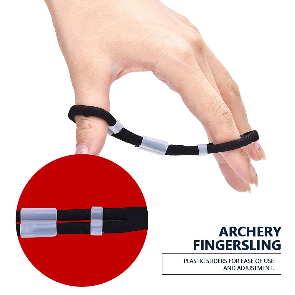 Archery Bow Slings, Archery Fingersling Recurve Bow Fingersling Shooting Fingersling Archery Finger Comfortable Wear Resistant for Recurve Bow(Black,L)