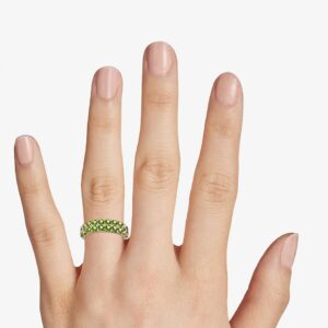 Jewelrygift 14K Rose Gold Plated Half Eternity Band Ring Natural Peridot Gtone Daily Wear, Office Wear, Party Wear Wedding Jewelry Beautiful Gift for Women and Ring : 8.5