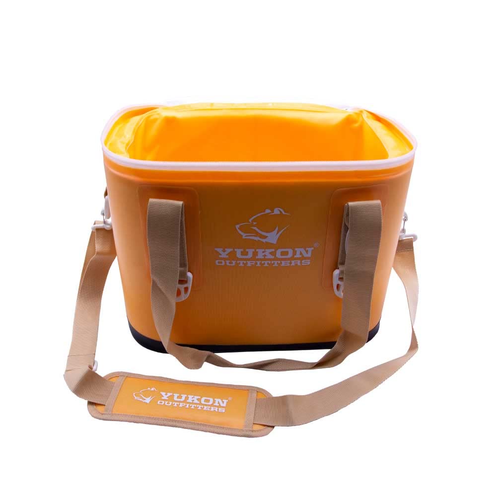 YUKON OUTFITTERS Camping Hiking Outdoor Leak Proof 30 Can Tech Cooler, Orange Sherbet