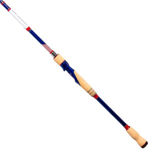 Defender Spinning Rod, 7'3" Rod Length, American Flag Design to Show Country Pride, Spinning Rod, One Piece Rod, Cork Handles