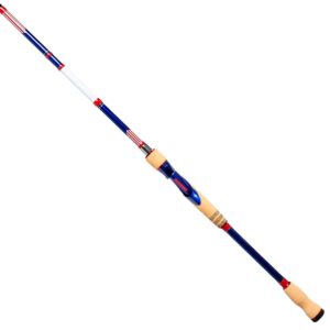 Defender Spinning Rod, 7'3" Rod Length, American Flag Design to Show Country Pride, Spinning Rod, One Piece Rod, Cork Handles