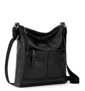 the sak lucia crossbody bag in leather, convertible purse with adjustable strap, black