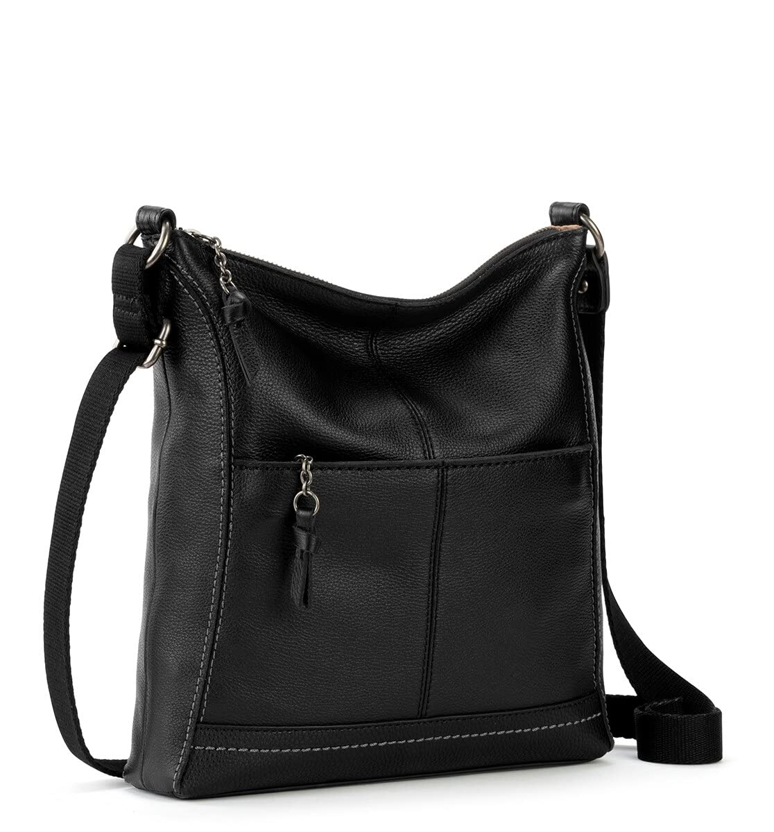 The Sak Lucia Crossbody Bag in Leather, Convertible Purse with Adjustable Strap, Black