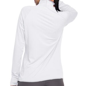 Women UPF 50+ UV Sun Protection Shirt Long Sleeve Golf Light Jacket SPF Hiking Running Shirts with Zip Pockets White XXL