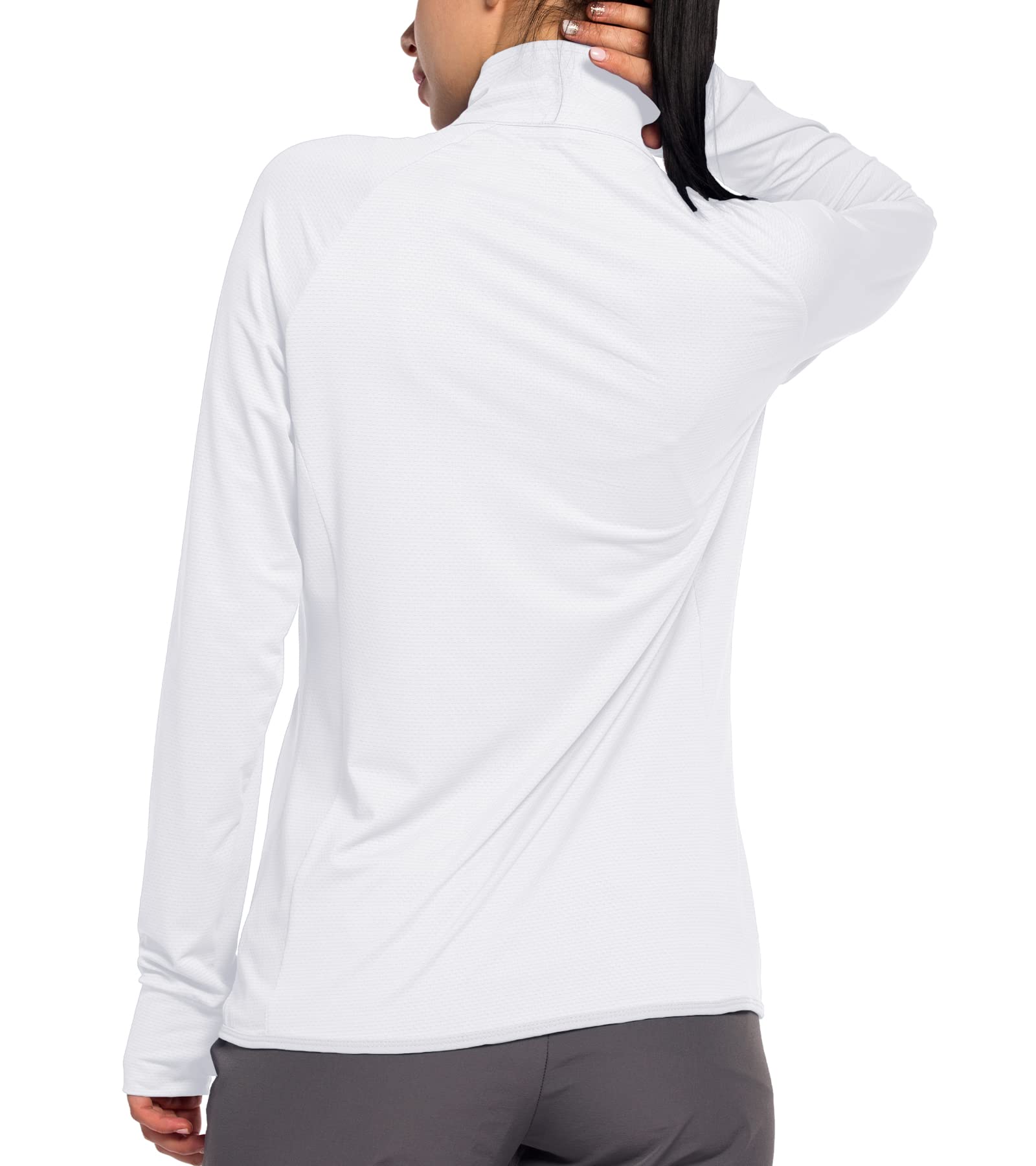 Women UPF 50+ UV Sun Protection Shirt Long Sleeve Golf Light Jacket SPF Hiking Running Shirts with Zip Pockets White XXL