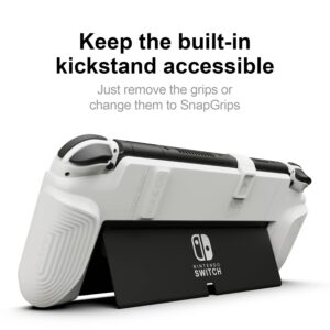 Skull & Co. NeoGrip: an Ergonomic Grip Hard Shell with Replaceable Grips [to fit All Hands Sizes] for Nintendo Switch OLED and Regular Model [No Carrying Case] - White