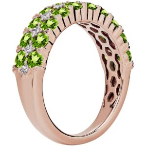 Jewelrygift 14K Rose Gold Plated Half Eternity Band Ring Natural Peridot Gtone Daily Wear, Office Wear, Party Wear Wedding Jewelry Beautiful Gift for Women and Ring : 8.5