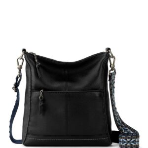 The Sak Lucia Crossbody Bag in Leather, Convertible Purse with Adjustable Strap, Black