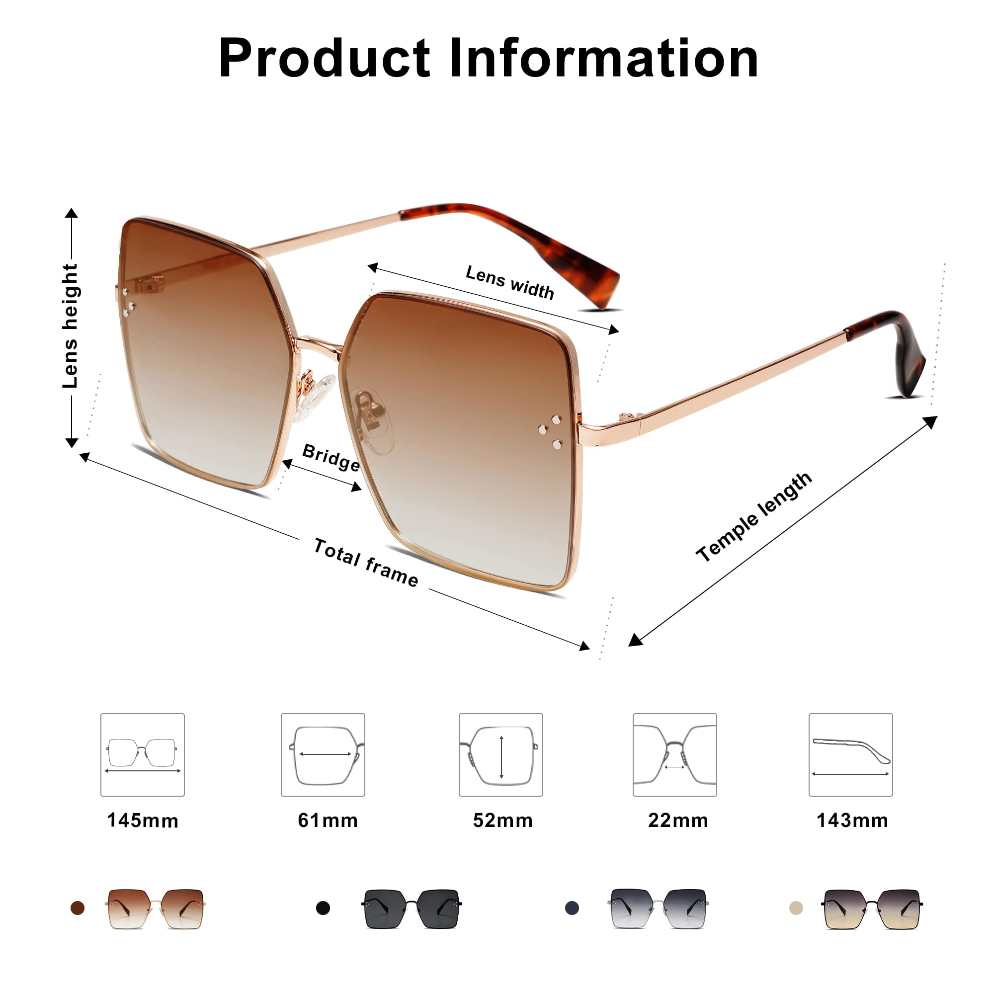 SOJOS Trendy Square Sunglasses Womens Big Oversized Designer Style UV Protection Sunnies Shades SJ1170