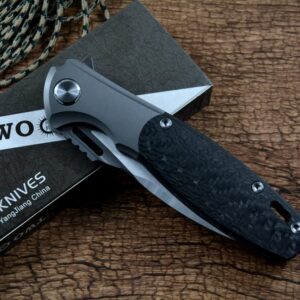 TWO SUN Pocket Knives M390 Blade Titanium Carbon Fiber Handle for Tactical Hunting Gift TS162