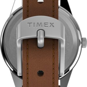 Timex x Peanuts Expedition Scout 40mm Watch – Take Care of The Earth Silver-Tone Case Natural Dial with Brown Ecco DriTan Leather Strap