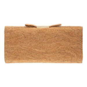 JNB Women's Cork Clutch With Bow, Solid33