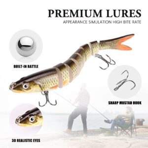 Pumowu Fishing Lures Set， Multi-Stage Bait ，Slow Sinking Bionic Bait ， Freshwater Saltwater bass Bionic Bait bass， Men's Fishing Gift