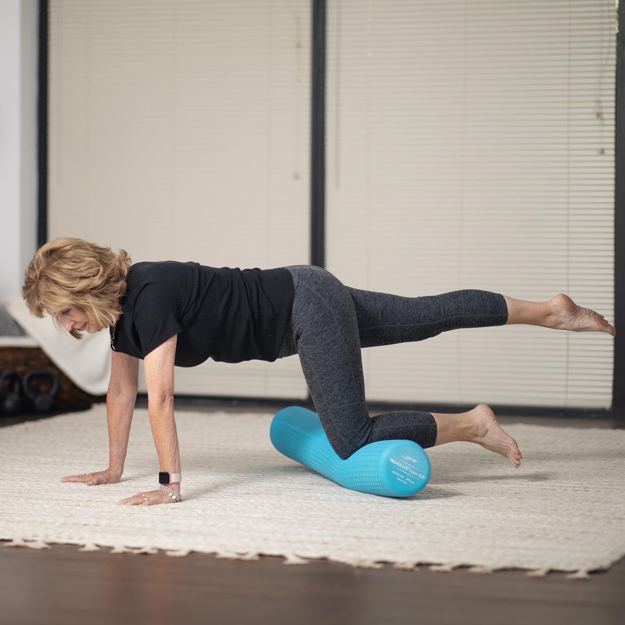 OPTP PRO-Roller Super Soft Density Foam Roller 36 in - Light Blue Low Density Foam Roller for Exercise, and Gentle Massage Foam Roller for Physical Therapy 36" x 6" Round