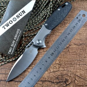 two sun pocket knives m390 blade titanium carbon fiber handle for tactical hunting gift ts162