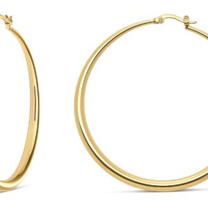 MILLA 14K Gold Hoop Earrings For Women, Silver Hoop Earrings & Rose Gold Earrings with Graduated Curvature (14K Gold Plated/Medium - 2.4 in)