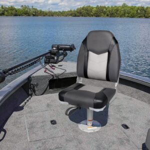 Leader Accessories A Pair of Elite Low/High Back Folding Fishing Boat Seat (2 Seats) (Black/Light Grey/Charcoal)