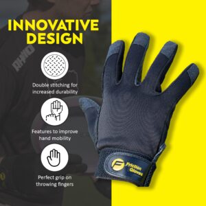 Friction Gloves - Ultimate Frisbee Gloves - Rubberized Palm & Fingers for Amazing Grip in All Conditions - Play Your Best in Any Weather - (Adult XXL)