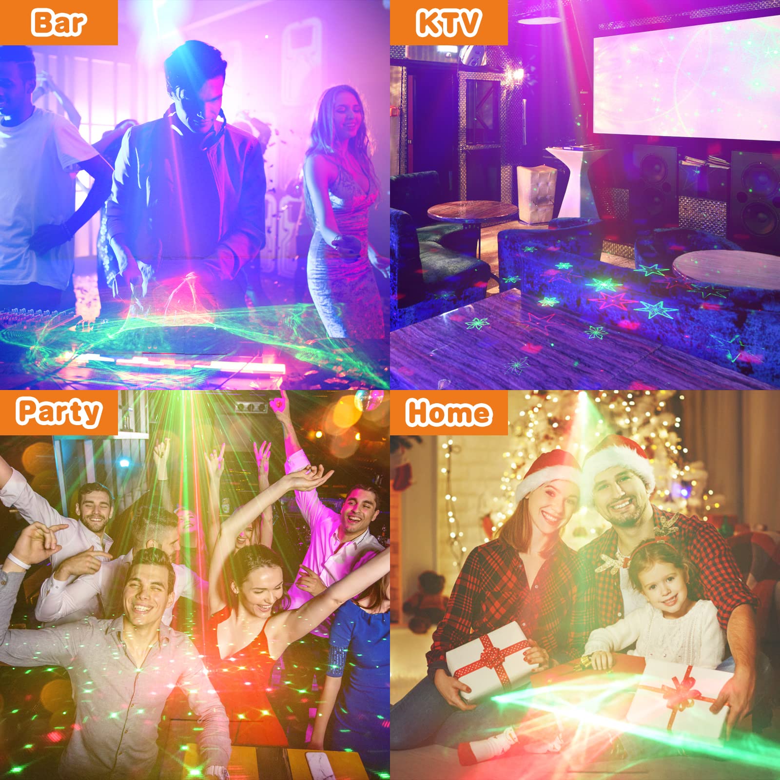 Enjoyedled DJ Disco Stage Party Lights - Northern Laser Light Effect RGB Led Sound Activated Strobe Lighting with Remote Control for Indoor Birthday Halloween Karaoke Club KTV