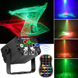 Enjoyedled DJ Disco Stage Party Lights - Northern Laser Light Effect RGB Led Sound Activated Strobe Lighting with Remote Control for Indoor Birthday Halloween Karaoke Club KTV