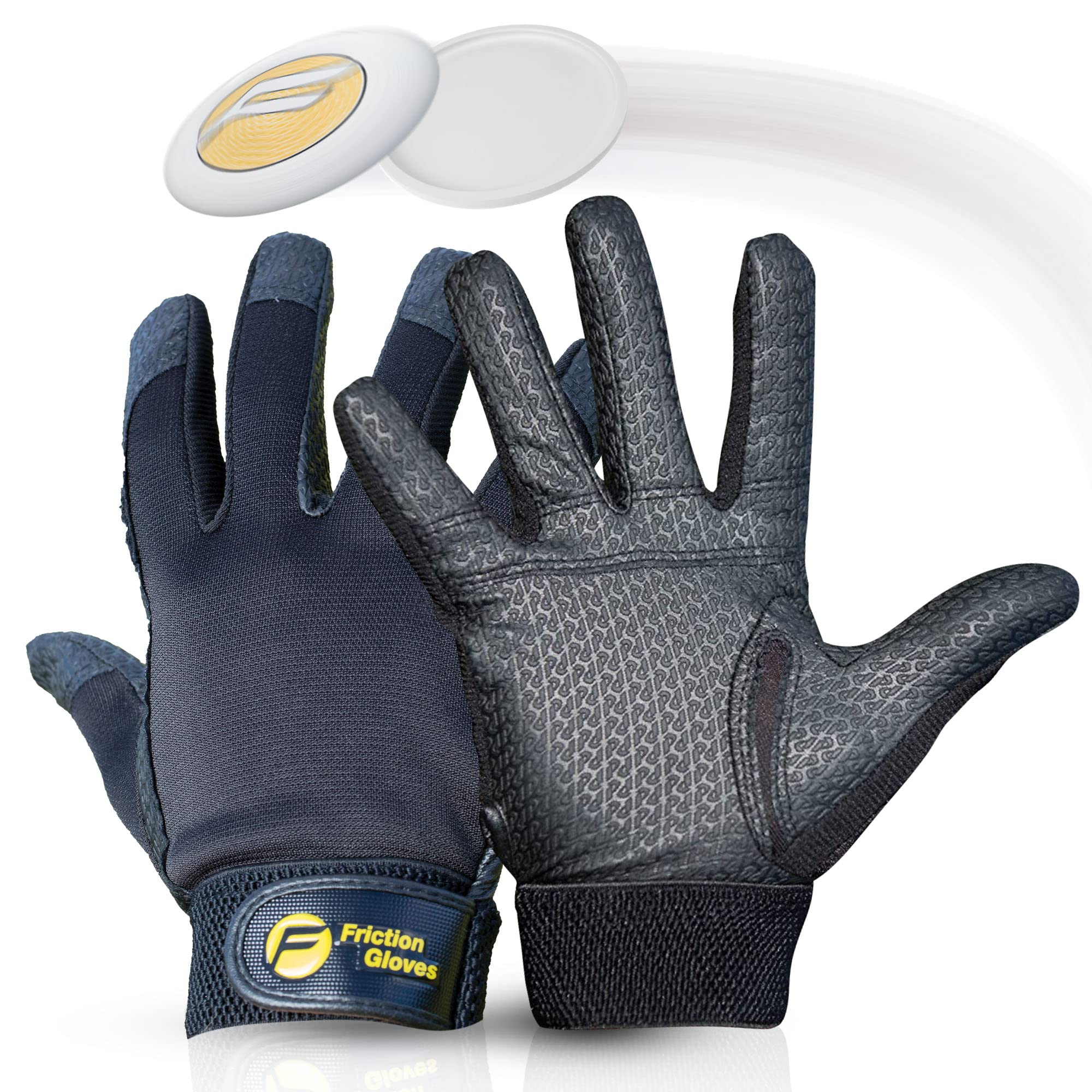 Friction Gloves - Ultimate Frisbee Gloves - Rubberized Palm & Fingers for Amazing Grip in All Conditions - Play Your Best in Any Weather - (Adult XXL)