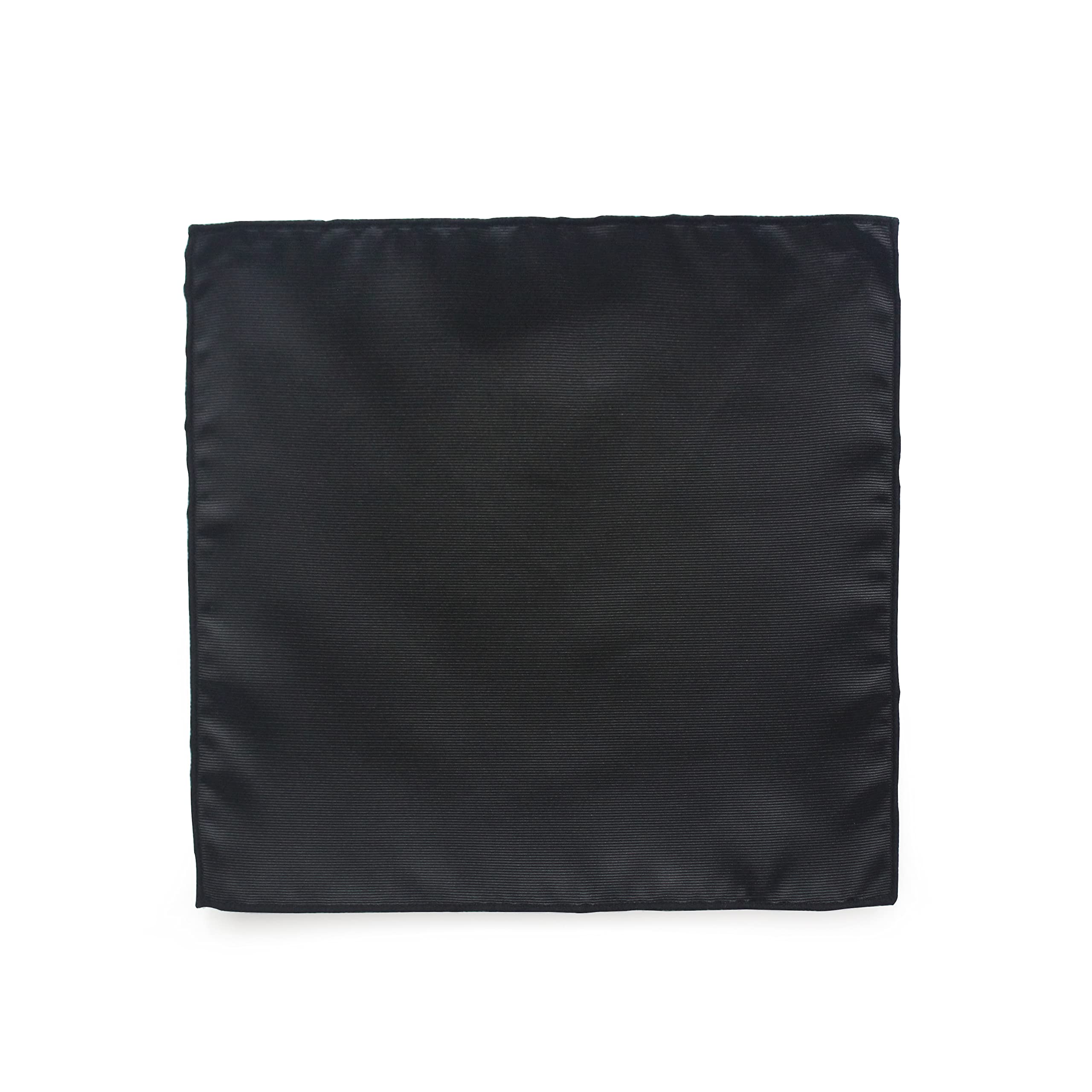 NEOVAT Black Solid Woven Pocket Squares For Men