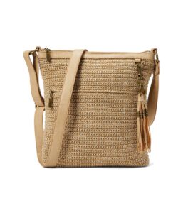 the sak lucia crossbody bag in crochet, convertible purse with adjustable shoulder strap, bamboo static