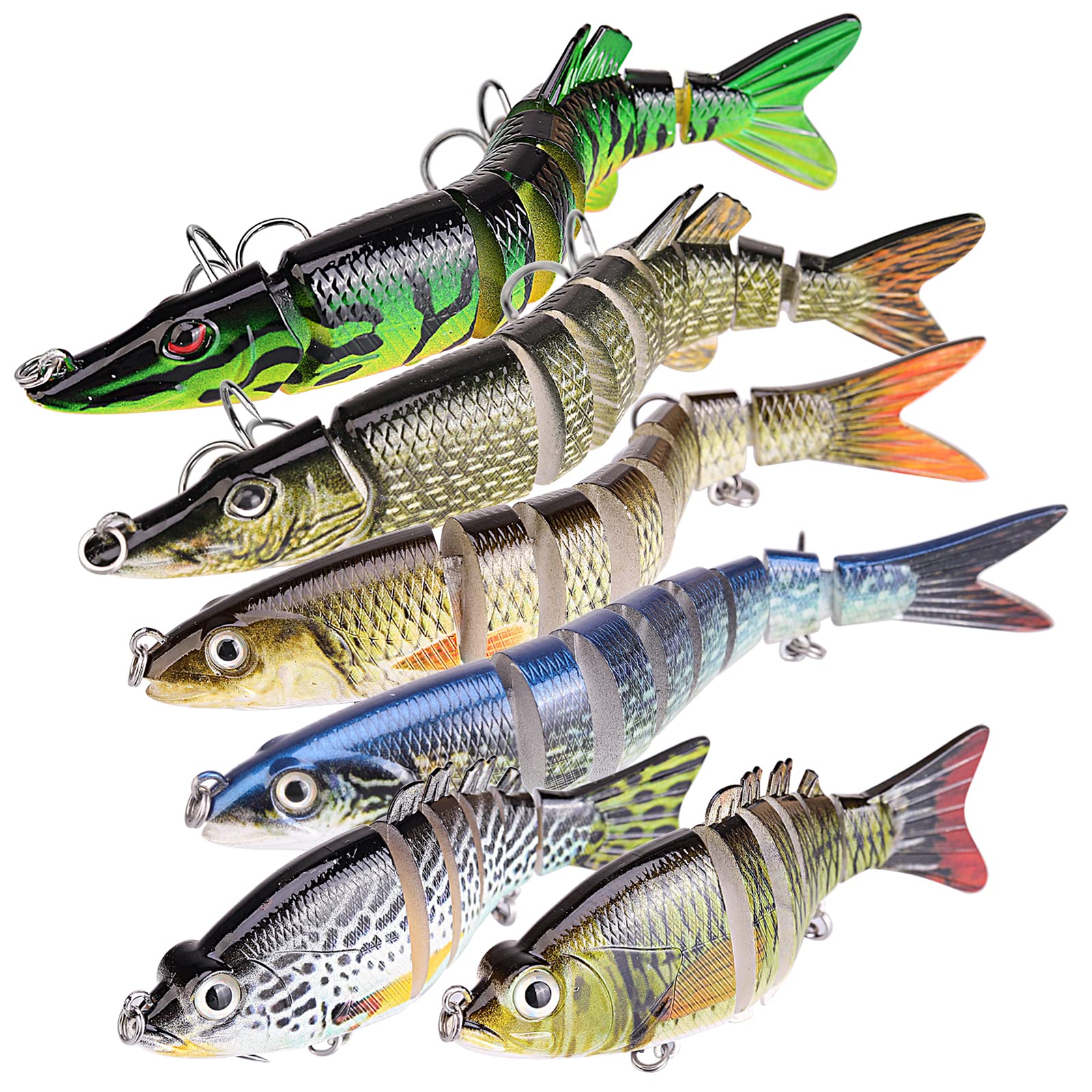 Pumowu Fishing Lures Set， Multi-Stage Bait ，Slow Sinking Bionic Bait ， Freshwater Saltwater bass Bionic Bait bass， Men's Fishing Gift