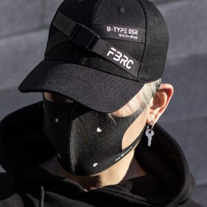 Fabric of the Universe Triangle Logo Techwear Japanese Streetwear Baseball Cap (Black B-Type 05R)