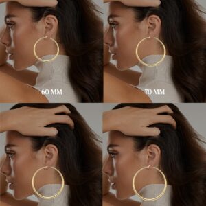 MILLA 14K Gold Hoop Earrings For Women, Silver Hoop Earrings & Rose Gold Earrings with Graduated Curvature (14K Gold Plated/Medium - 2.4 in)