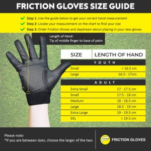 Friction Gloves - Ultimate Frisbee Gloves - Rubberized Palm & Fingers for Amazing Grip in All Conditions - Play Your Best in Any Weather - (Adult XXL)