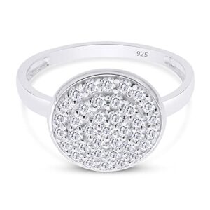 Wishrocks Round Cut White Cubic Zirconia Pave Disc Ring Jewelry For Women in 14k White Gold Over Sterling Silver Ring Size- 7