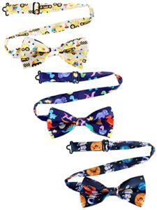 newcotte 3 pcs boy's bow ties for kids toddler child cute adjustable costume pre tied bowties for kids wedding birthday party(truck, dinosaur, spacemen pattern)