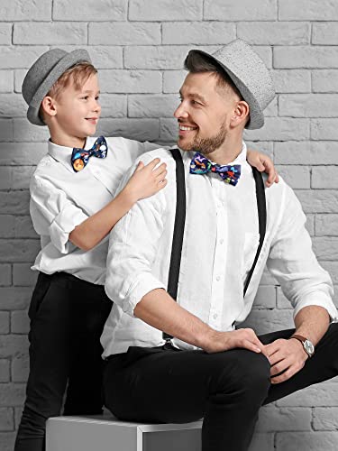 Newcotte 3 Pcs Boy's Bow Ties for Kids Toddler Child Cute Adjustable Costume Pre Tied Bowties for Kids Wedding Birthday Party(Truck, Dinosaur, Spacemen Pattern)