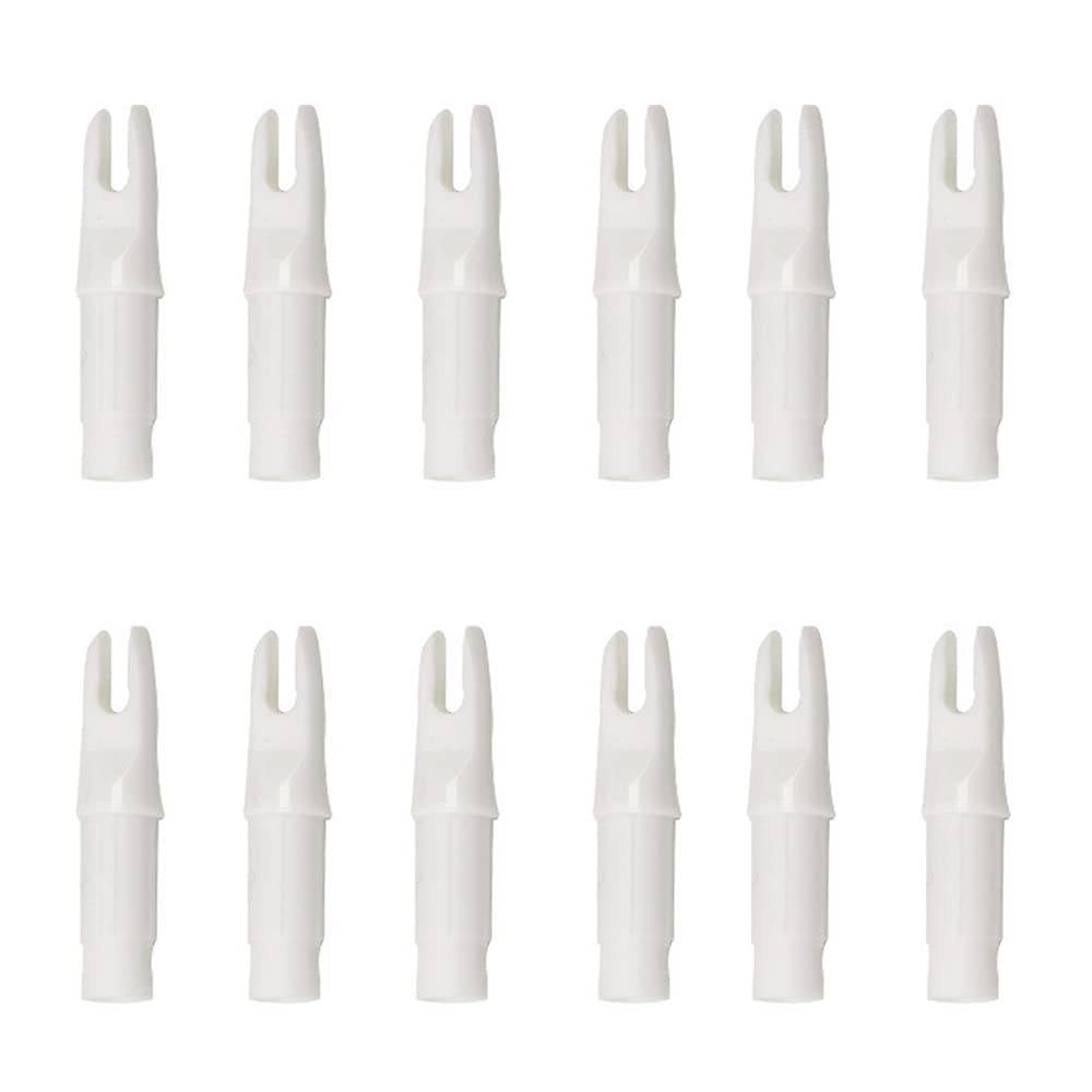 SOPOGER 50Pcs Archery Arrow Nocks .244/6.20mm ID Plastic Insert Carbon Arrow Nock Standard Size for DIY Hunting Shooting Arrows (White)