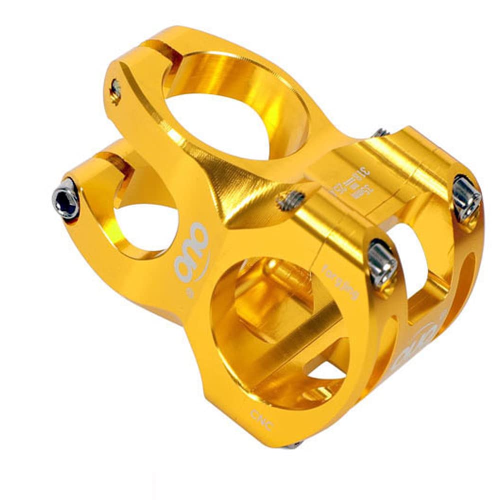 Bicycle Handlebar Stems 35MM Aluminum Alloy CNC Ultra Light Hollow Short Handlebar Riser for Most Bicycle, Road Bike, MTB, BMX, Fixie Gear, Cycling (Gold)