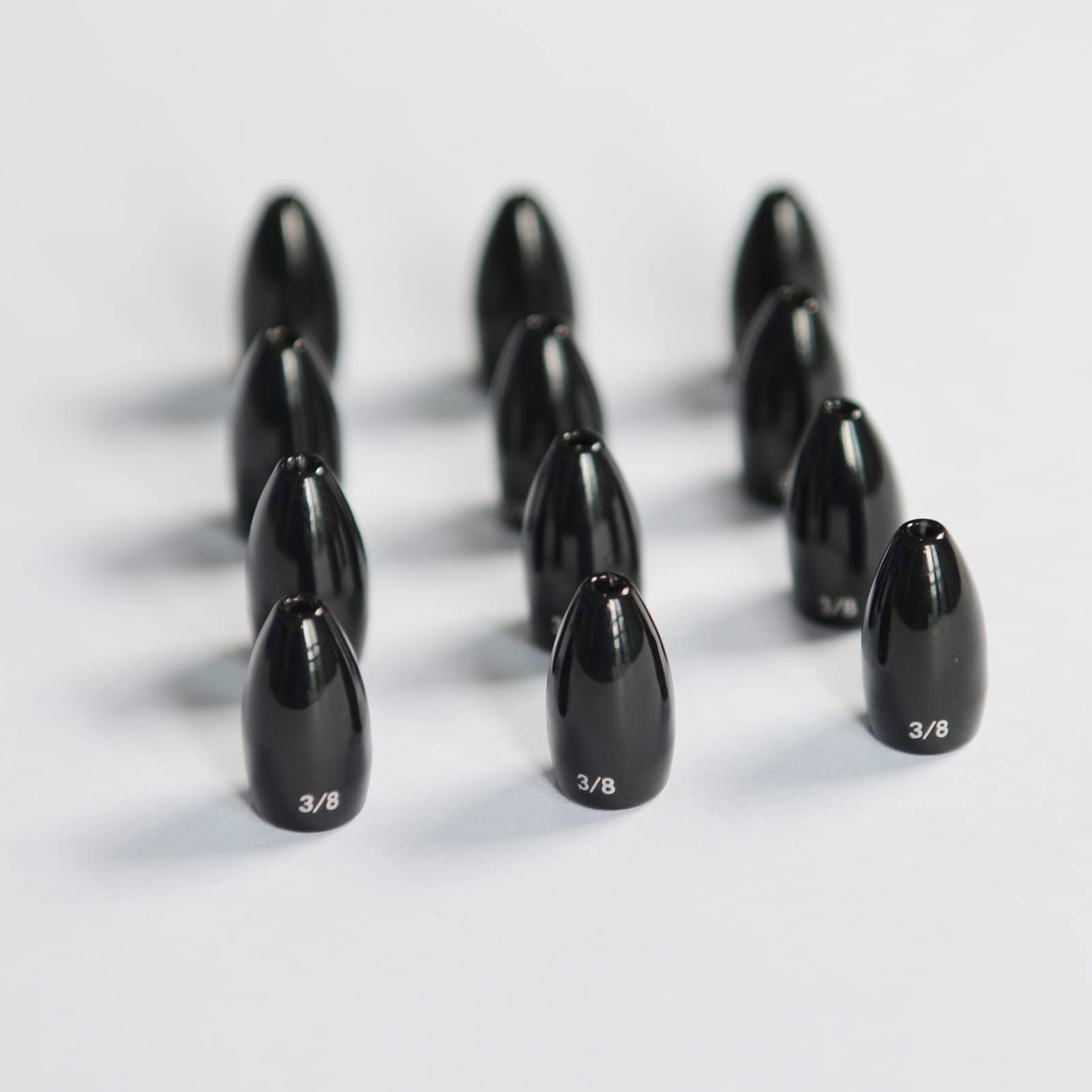 Flat Shiny Black Tungsten Flipping Weights, Tungsten Fishing Sinker for bass(3/8oz, 12pcs)