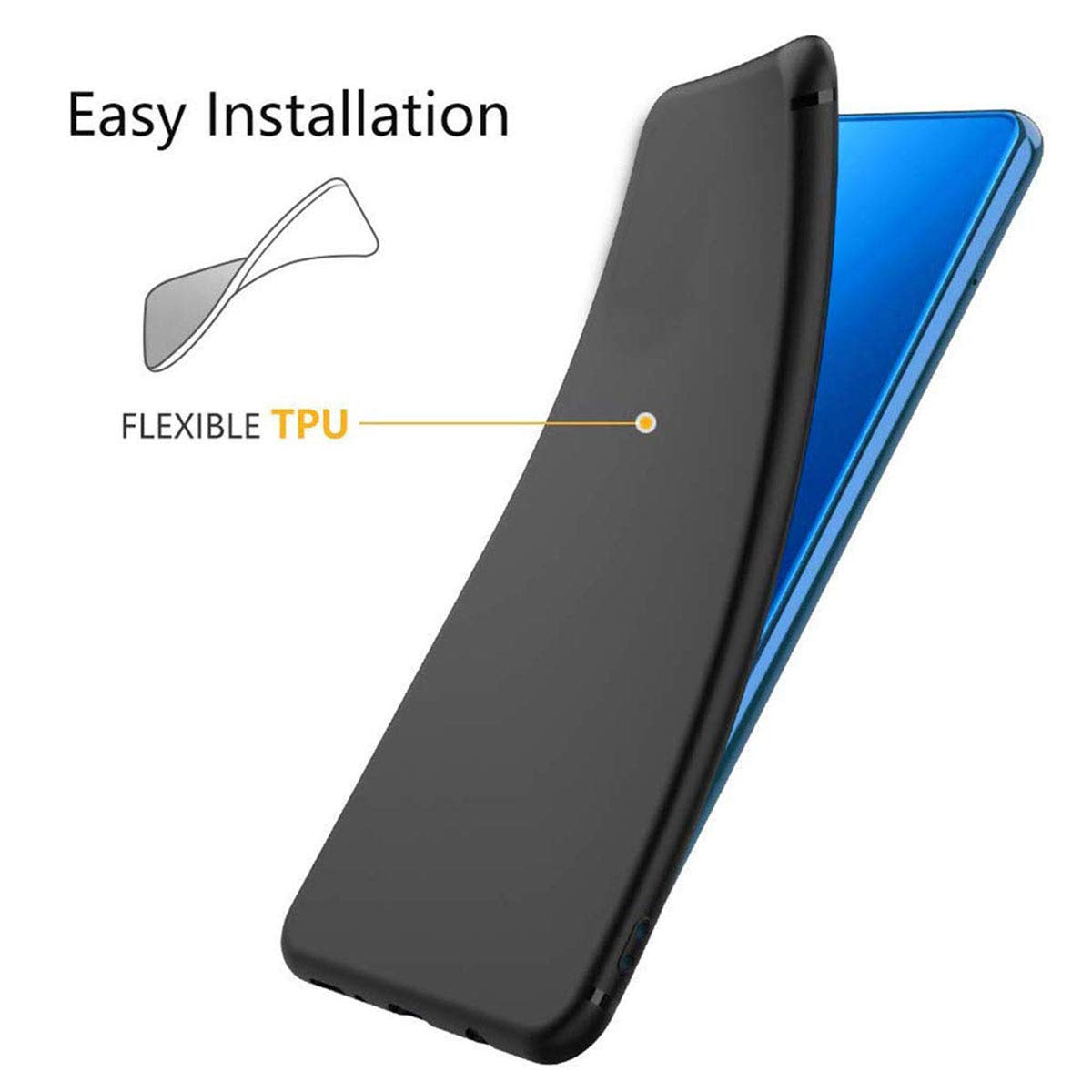 LMLQSZ Black Cover for Tecno Camon 18P, Flexible Silicone Slim fit Soft TPU Shell Cute Back Case Bumper Rubber Protective Case for Tecno Camon 18P (6,8")