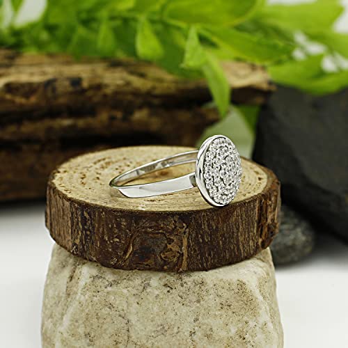 Wishrocks Round Cut White Cubic Zirconia Pave Disc Ring Jewelry For Women in 14k White Gold Over Sterling Silver Ring Size- 7