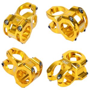 Bicycle Handlebar Stems 35MM Aluminum Alloy CNC Ultra Light Hollow Short Handlebar Riser for Most Bicycle, Road Bike, MTB, BMX, Fixie Gear, Cycling (Gold)