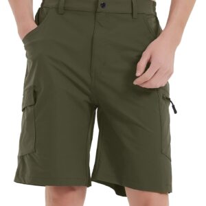 Men's Quick Dry Cargo Hiking Shorts Stretchy Lightweight 5 Pockets Camping Cycling Fishing Work Shorts Army Green 40