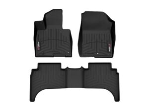 weathertech custom fit floorliners for hyundai santa cruz - 1st & 2nd row (441678-1-4), black