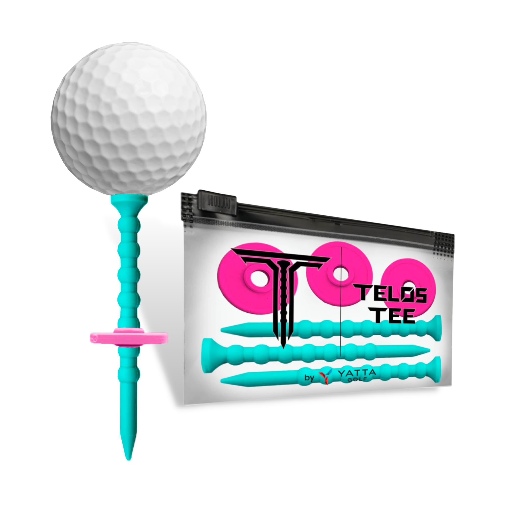 YATTA GOLF Telos Premium Golf Tees – Adjustable Golf Tees – Tee Off with Greater Consistency & Shoot Better Scores - Unbreakable Golf Tees – Lasts The Average Golfer A Season (3 Pack, Hot Pink