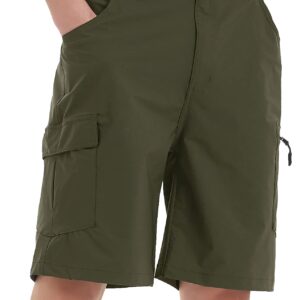 Men's Quick Dry Cargo Hiking Shorts Stretchy Lightweight 5 Pockets Camping Cycling Fishing Work Shorts Army Green 40