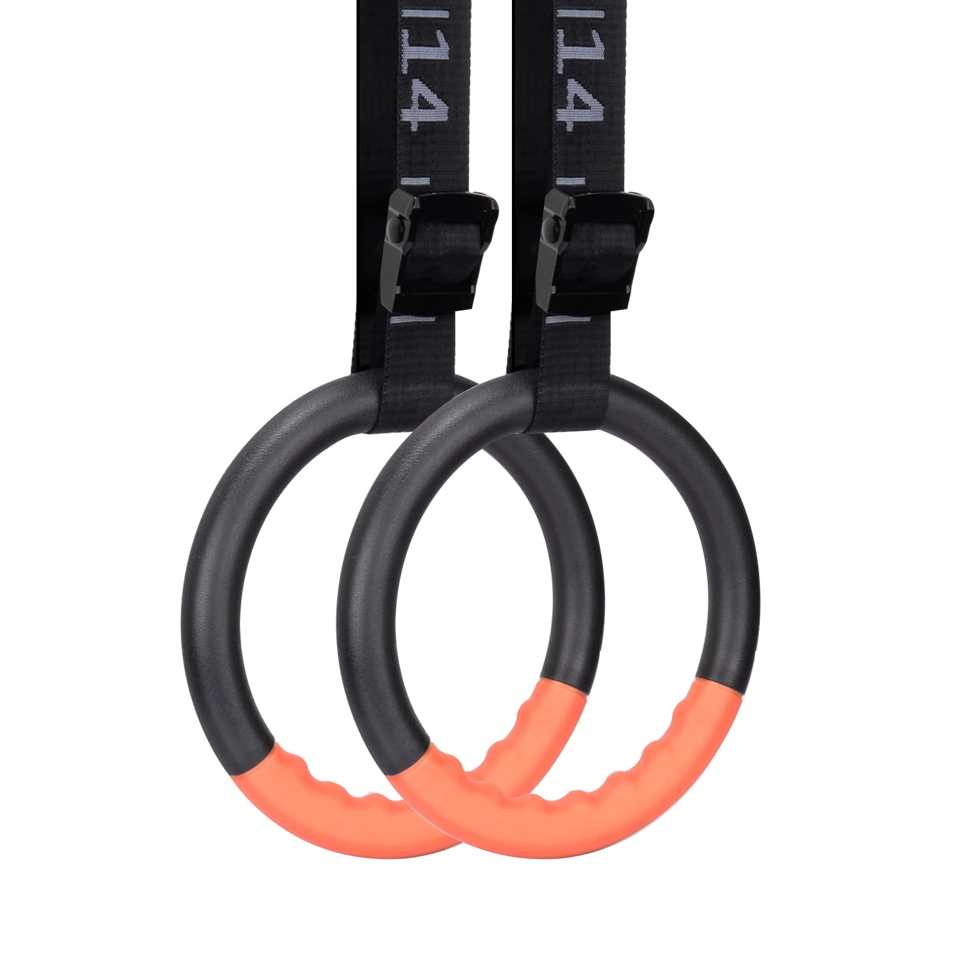 Teamaze Gymnastic Rings with 15 FT Adjustable Straps Non-Slip Gymnastics Rings Pull Up Workout Rings for Home Gym Exercise, Training (Orange)